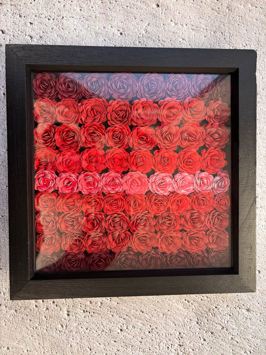 Ombre red paper flowers frame